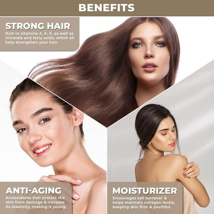 100% Plant Based Organic Pumpkin Seed Oil for Hair Growth - Pure, Cold-Pressed, Nutrient-Rich Pumpkin Oil for Stronger, Fuller Hair | Rich in Vitamins & Minerals - Multi-Purpose Use for Beauty