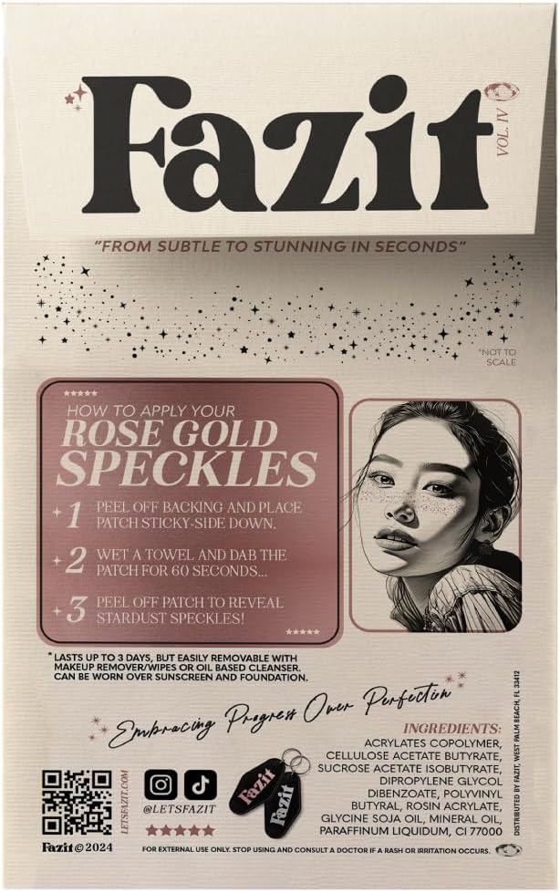 Fazit Makeup Patches - Rose Gold Speckles - Glow Up Make-Up Patches - Cute Glitter Makeup Accessories for Women - Cosmetic Glitter for Face