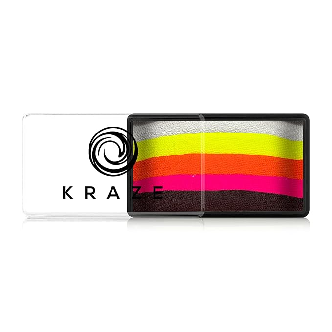 Kraze FX Dome Stroke - Tropical Hibiscus by Linnea (25 gm), Professional 1-Stroke Split Cake, Hypoallergenic, Non-Toxic, Water Activated Face & Body Painting Makeup Supplies for Kids Safe Adults