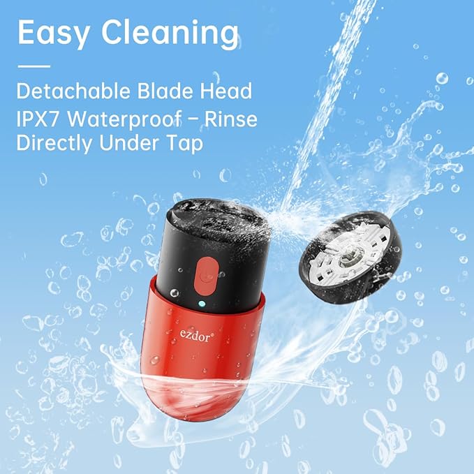 Mini Electric Razor, Facial Hair Removal for Women: Rechargeable Waterproof Shaver – Cordless Travel Razor for Face, Underarms & Sensitive Areas, Portable Grooming Gift, Electric Razors for Women, Red