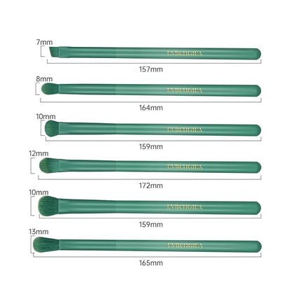Eye Makeup Brush Set, 6 Pcs Professional Blending Eyeshadow Makeup Brushes for Concealer Eyebrows Eyeliner, Soft Hairs & Wood Handle (green)…