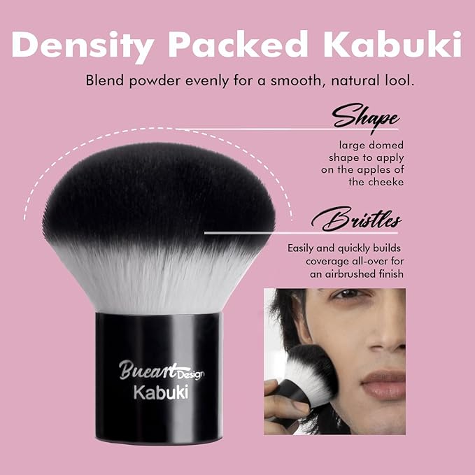 Bueart Design Kabuki Face Makeup Brush Setting Powder Brush Foundation Cream Blush Blending Brush M1