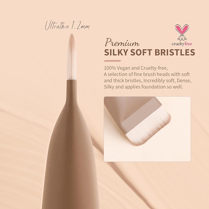 docolor Flat Foundation Brush Korean Makeup Brush Liquid Makeup Brush Premium Makeup Face Brush for Blending, Cream, Thin Foundation Brush Makeup Tool Face Foundation Flat Brush,Khaki