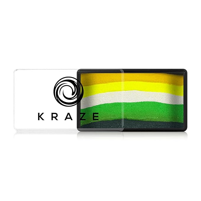 Kraze FX Dome Stroke - Summer Leaf by Linnea (25 gm), Professional 1-Stroke Split Cake, Hypoallergenic, Non-Toxic, Water Activated Face & Body Painting Makeup Supplies for Kids Safe Adults