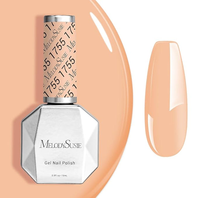 MelodySusie Nude Gel Nail Polish,0.5fl oz Soak Off UV LED Orange Nude Glitter Gel Polish Gift for Women Nail Art Manicure Salon DIY Nail Design Decoration at Home-1755
