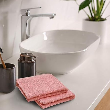Softolle 100% Cotton Washcloths 24 Pack (12x12 Inches) Soft, Highly Absorbent Washcloth, Face Towels, Wash Cloths for Face, Ring Spun, Bulk Pack (Pink)