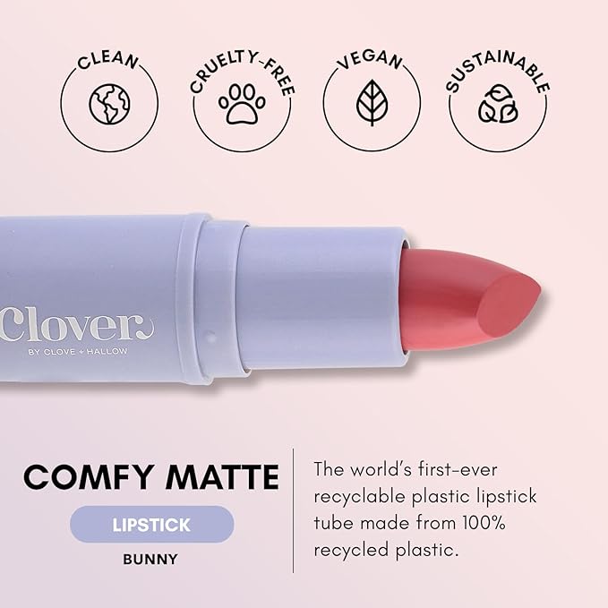 Clover Comfy Matte Lipstick | Non Drying Lipstick, Moisturizing And Lightweight, High Pigmented Lipstick | Cruelty-Free & Vegan Lip Makeup | Shade - Bunny