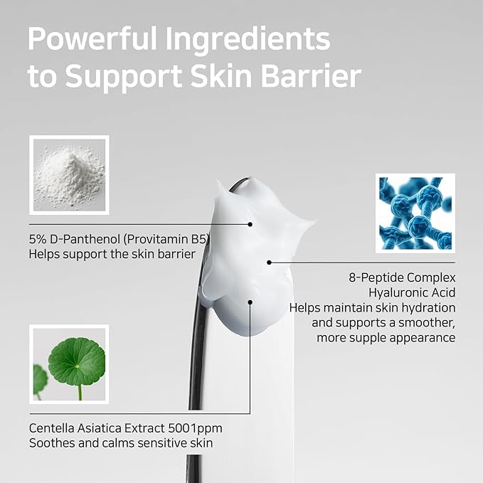 Centella B5 Moisture Cream, Daily Hydrating & Smoothing Face Moisturizer with Panthenol, Centella & 8-Peptide Complex for Skin Barrier, Korean Skincare, Fragrance-Free, 1.85 fl. oz (55ml)