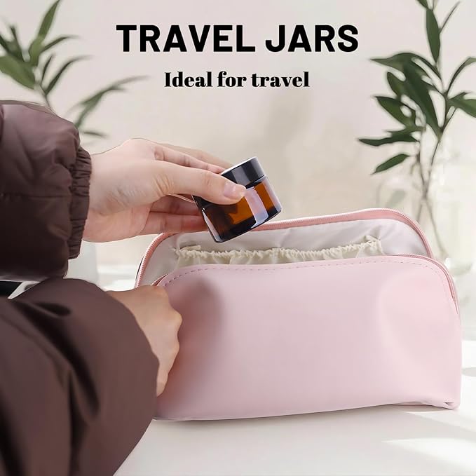 2oz Amber Glass Jars with Lids, Cosmetic Jars with Lids, 48 pack