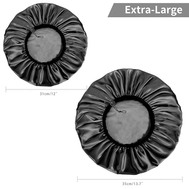 Auban Shower Cap for Women, Adjustable Reusable, Extra Large, Double-Layer Waterproof Bathing Cap, Waterproof Exterior, EVA Lining, Hair Cap for All Hair Lengths, 3 Balck Set