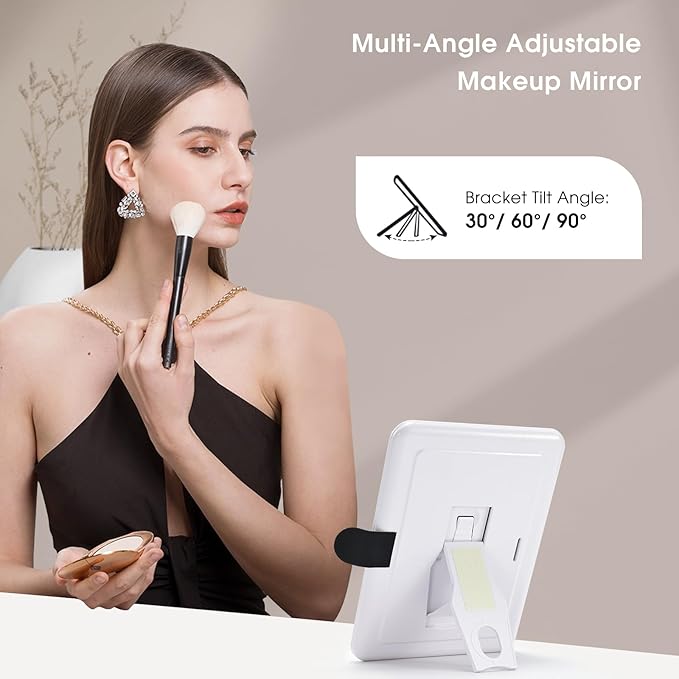 Leather Makeup Case with LED Lighted Mirror 11.4 Inch Travel Makeup Bag Adjustable Brightness in 3 Colors Cosmetic Organizer Artist Storage Bag with Dividers Brush Holder Bag Vanity Pale Gold