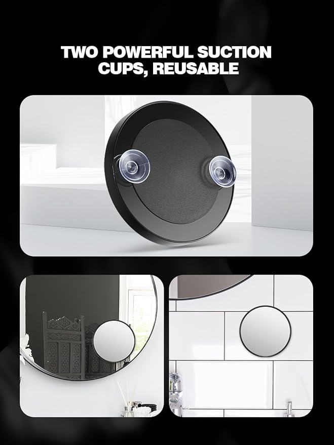 10X&40X Magnifying Mirrors with Suction Cups and 2 Tweezers Set，3.5 inches Magnified Makeup Mirror, Black, 2PCS