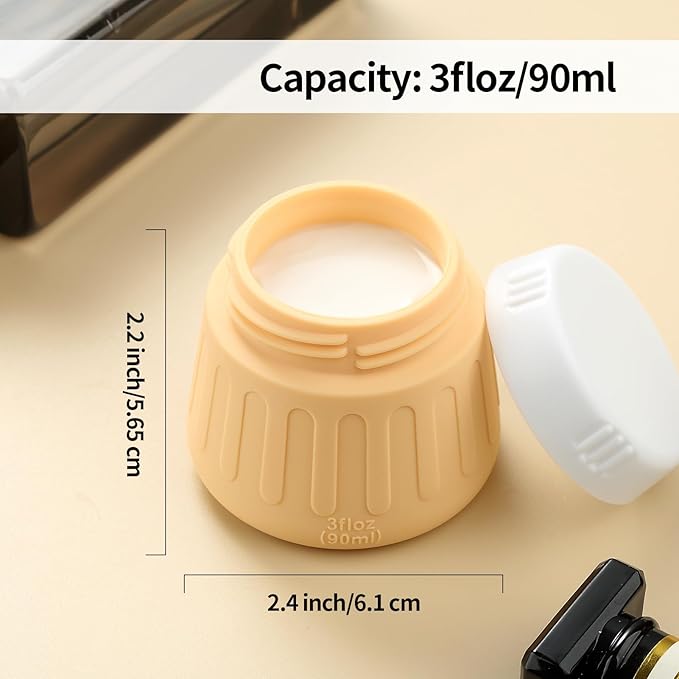 Gemice 3 oz Travel Containers for Toiletries, 4-Pack TSA Approved Travel Size Toiletries Containers for On-the-Go, Small Leak-Proof Travel Essentials Silicone Jar for Shampoo, Lotions, Cleanser