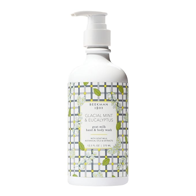 Beekman 1802 Goat Milk Hand Wash, Glacial Mint & Eucalyptus - Scented - 12.5 oz - Cleanses, Softens & Nourishes Skin - Good for Sensitive Skin - Cruelty Free - Ready For Use, Pump Inserted
