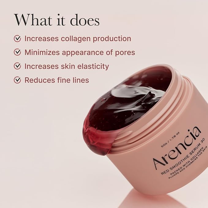 Overnight Red Smoothie Face Mask Serum, Glowing & Soothing with 30% red collagen, Niacinamide, Peptide, Vitamin E