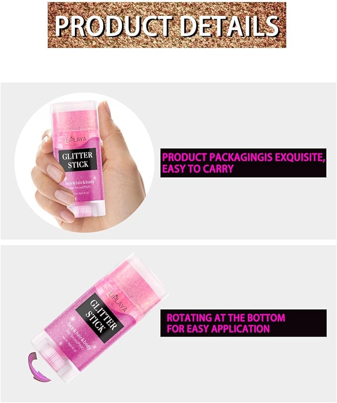 Silver Body Glitter Stick,Holographic Sequins Paint Sparkling Face Glitter for Women Face/Body/Hair/Eyes/Lip Glitter Makeup.