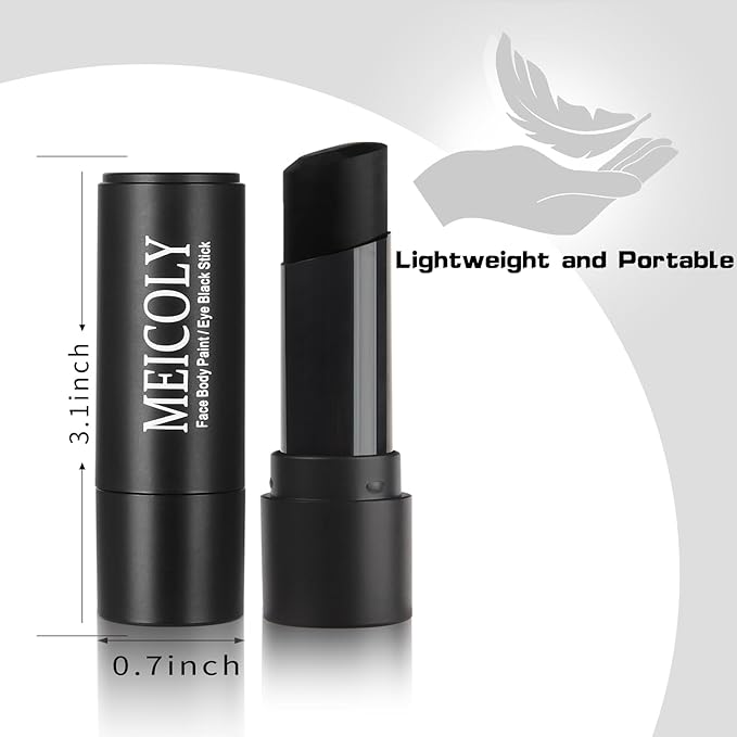 MEICOLY Black Eye Black Stick,Waterproof Eye Black Baseball Softball Football Lacrosse,Black Face Body Paint Stick for Halloween SFX Cosplay Clown Skeleton Zombie Joker Makeup