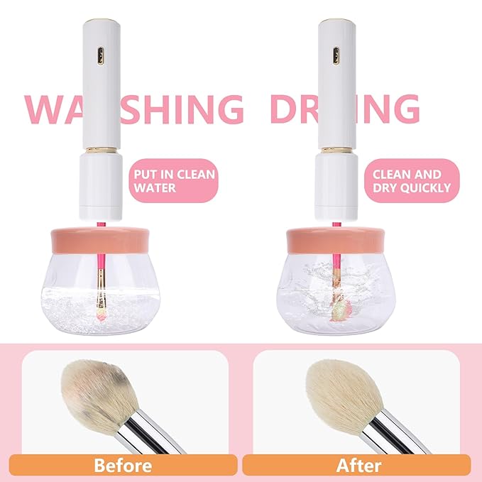 Electric Makeup Brush Cleaner, Fast Drying Makeup Brush Cleaning Machine, Portable Makeup Brush Spinner for All Brushes