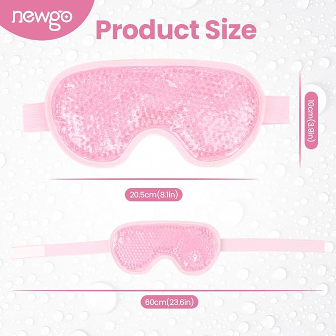 NEWGO Cooling Eye Mask for Puffy Eyes, Cold Eye Mask Eye Ice Pack for After Eyes Surgery, Tension Stress Relief, Itchy Eyes, Headaches, Dark Circles - Blue (Pink-2Pack)