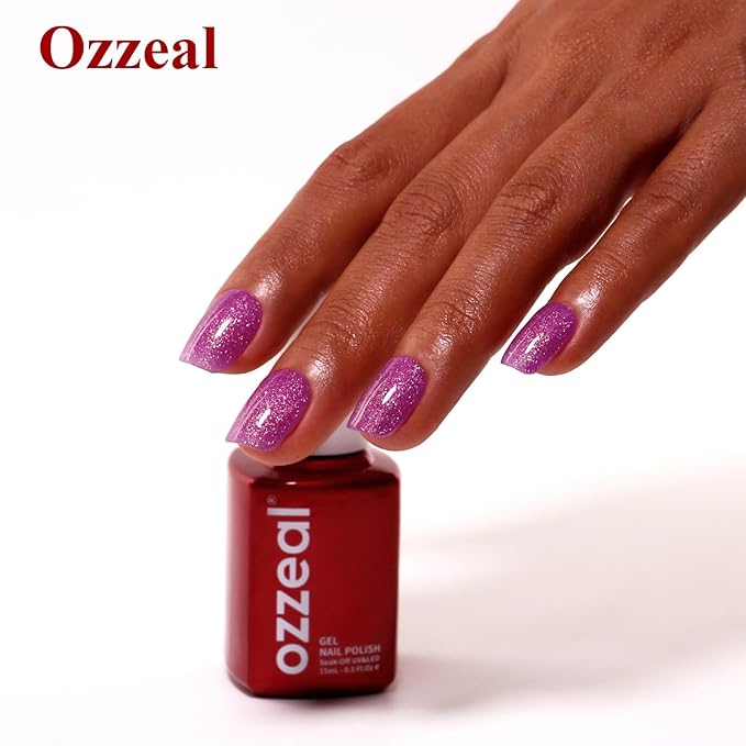 Glitter Gel Polish, Rose Purple Iridescent Glitter Gel Nail Polish Sparkle Shimmer Gel Glitter Nail Polish Summer Rainbow Soak Off LED UV Gel Nail Polish for Art DIY Manicure 15ML