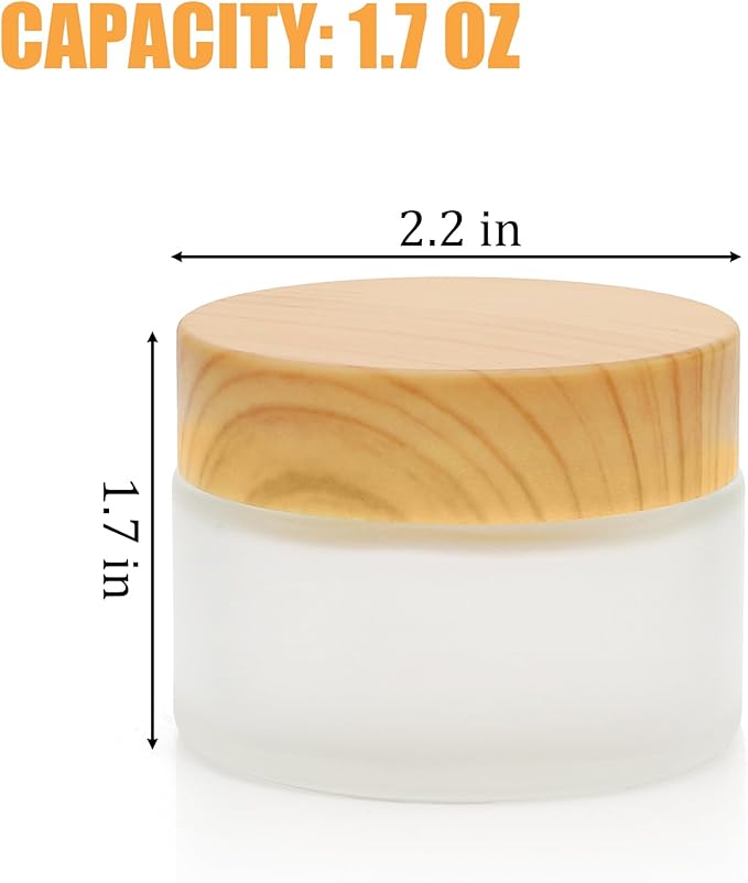 ZENFUN 16 Pcs Glass Cosmetic Containers 1.7 Oz/50ml Empty Sample Jars with Plastic Lid, Travel Pots with Lid, Small Makeup Sample Jars, Refillable Travel Jars for Cream, Lotions, Lip Balm