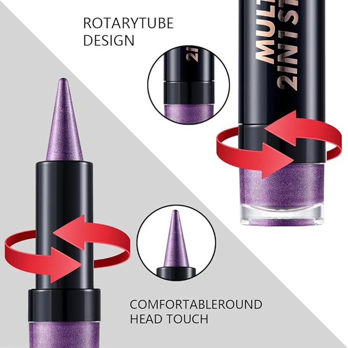 AMY'S DIARY Lilac Bloom Eye shadow & Eyeliner Stick 2-in-1, Purple Cream Eyeshadow Pencil + Gel Eyeliner | Waterproof, Smudge-Proof Eye Makeup Crayon for woman, Face & Lip | Twist-Up Eye Shadow Pen