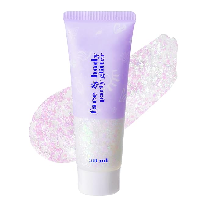DAGEDA Iridescent Body Glitter Gel, Holographic Face Glitter Body Gel Rave Party Accessories, Chunky Glitters for Face Hair Nails, Cosmetic Laser Powder Festival Sequins Paint Makeup