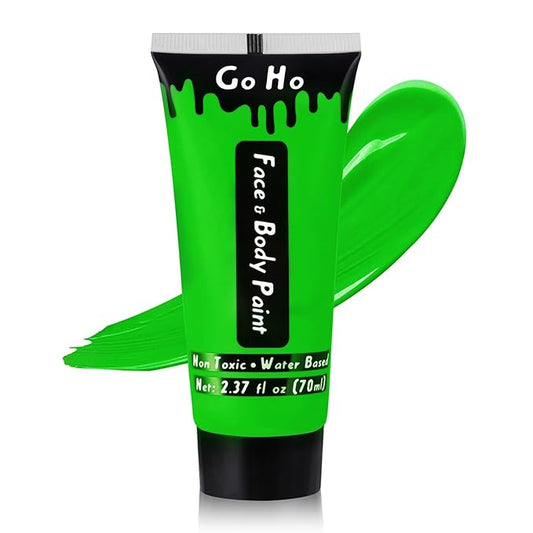 Go Ho Amazon Green Face Body Paint Washable(2.37oz/pc),Water Based Cream Body Paint,Green Accessories,Halloween Costumes Cosplay SFX Fiti Goblin Gamora Beast Boy Makeup
