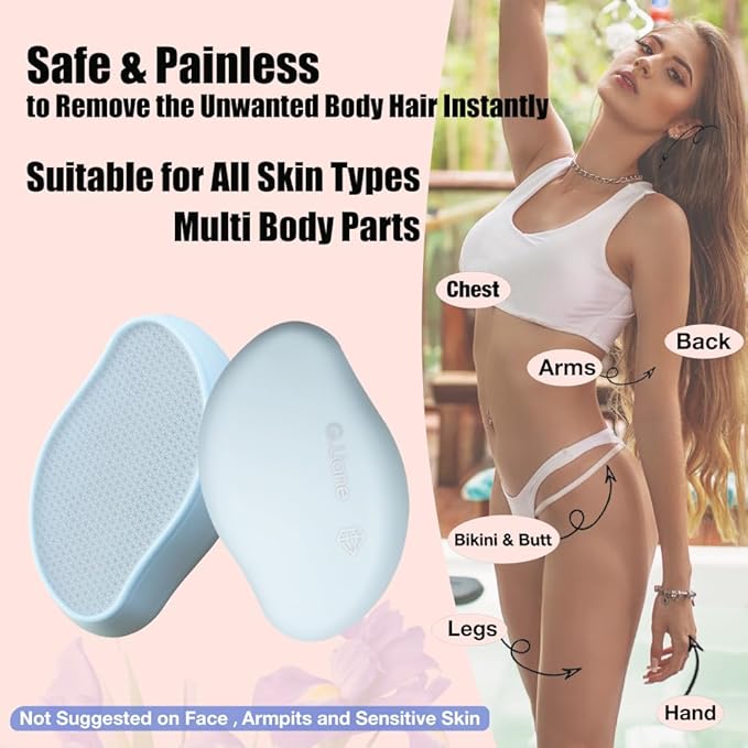 Premium Crystal Hair Eraser,Painless Exfoliation Hair Removal Epilator,Nano Glass Hair Remover for Women,Natural Gentle and Efficient Shaver Trimmer on Leg Arm(Sky Blue)