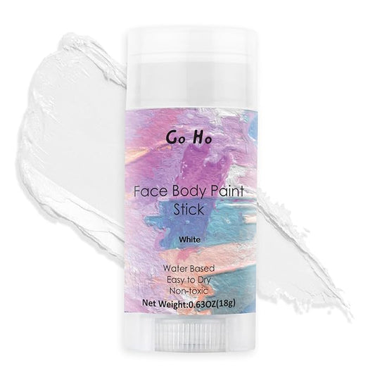 Go Ho Clown White Face Body Paint Stick,Water Based Cream to Powder Face Painting,Easy-to-use Face Paint for Halloween Cosplay SFX Zombie Skeleton Vampire Clown Makeup,0.63oz