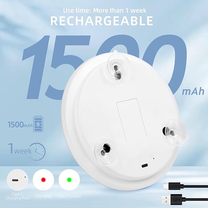 10x Lighted Magnifying Mirror with Suction Cups, Large 6'' Magnified Mirror with Light High Magnification Travel Makeup Mirror, Rechargeable Battery, 3 Colors Dimming Light, with Tweezers &Scissors