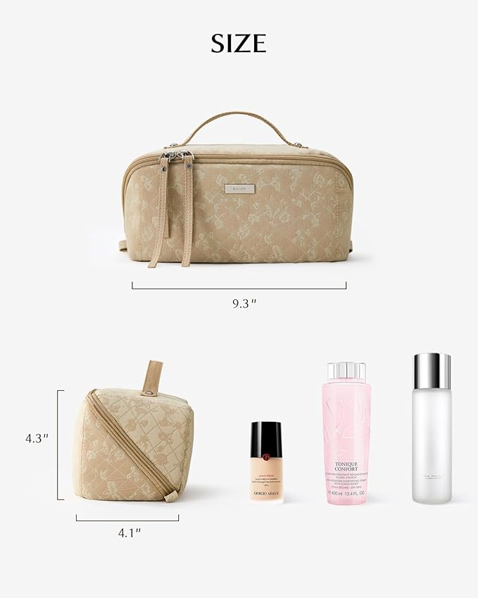 EACHY Travel Makeup Bag,Large Capacity Cosmetic Bags for Women,Waterproof Portable Pouch Open Flat Toiletry Bag Pattern Makeup Bag