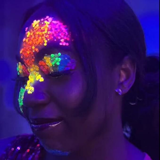 12 Color Glow in The Dark Gel Glitter - UV Black Light Reactive for Face, Body, Eyeshadow, No Glue Needed - Perfect for UV Parties, Festival & Rave Makeup-Glitter for Cosmetic Purposes