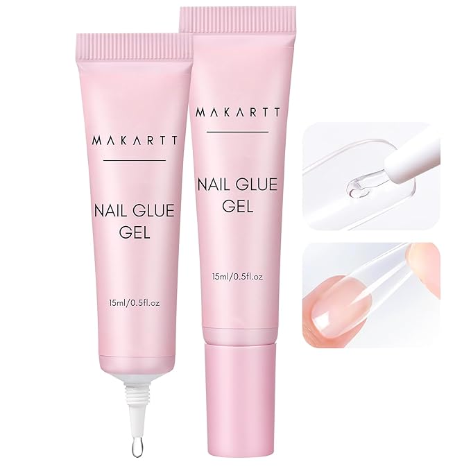 Makartt Gel Nail Glue for Press On Nails - 3D Gel Nail Art, 30ml Super Strong 3 in 1 Solid Nail Glue Gels for False Nail Tips, Long Lasting Manicure Bond, Curing Needed, Pack of 2