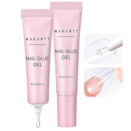 Makartt Gel Nail Glue for Press On Nails - 3D Gel Nail Art, 30ml Super Strong 3 in 1 Solid Nail Glue Gels for False Nail Tips, Long Lasting Manicure Bond, Curing Needed, Pack of 2