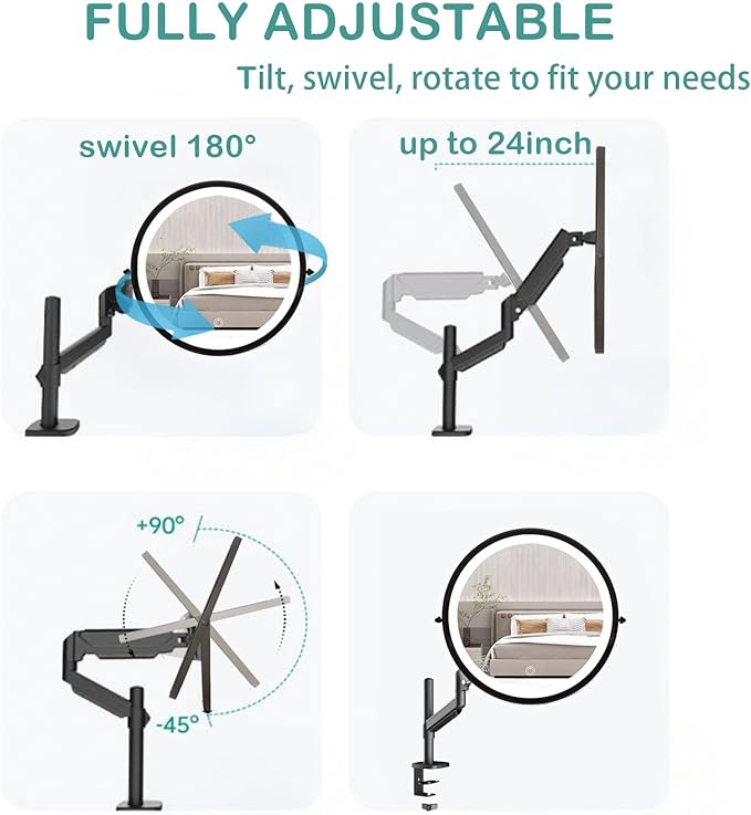 Extendable Arm Makeup Mirror with Lights, 15.75 Inch Vanity Mirror with Clamp and Grommet Base, Adjustable Stand 3-Color Dimmable Lighting Magnifying Mirror for Nearsighted