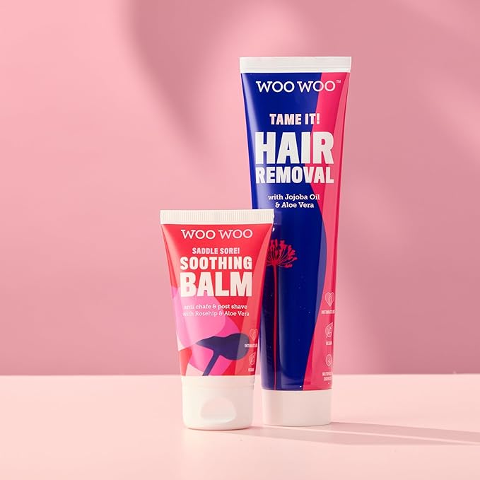 Tame It! Hair Removal Cream 100ml, Jojoba Aloe Vera - Saddle Sore! Soothing Moisturising Balm 50ml, Chamomile Rosehip Oil