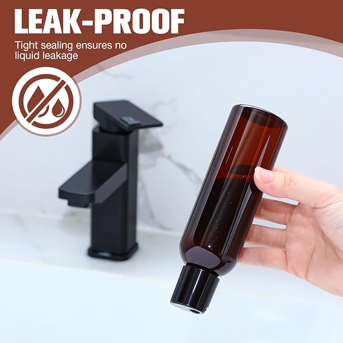 30 Pack Amber Empty Bottles Plastic Squeeze Bottles with Disc Top Flip Cap Small Empty Travel Squeeze Bottle for Lotions Liquid Body Soap Conditioner Creams(5.1 oz)