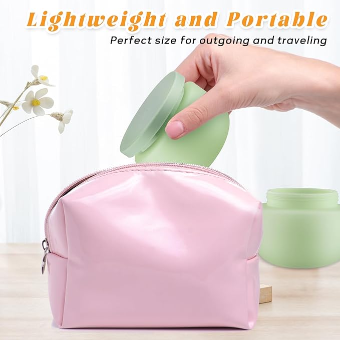 4 Pack 8 OZ Plastic Jars Round Cosmetic Container with Lids,Wide Mouth Soft Slime Jars for Lotion,Hand Cream,Ointments,Makeup,Body Butter,Rhinestone,Samples Pot Travel Make Up Storage (Green)