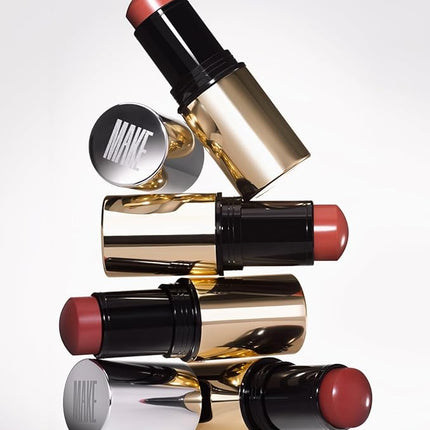 MAKE Beauty Heat Stroke Cream Blush Stick for Cheeks with Natural Hydrating Dewy Finish. Creamy Gel Blush Balm - Shade Stimulated, Hot Pink Cheek Tint