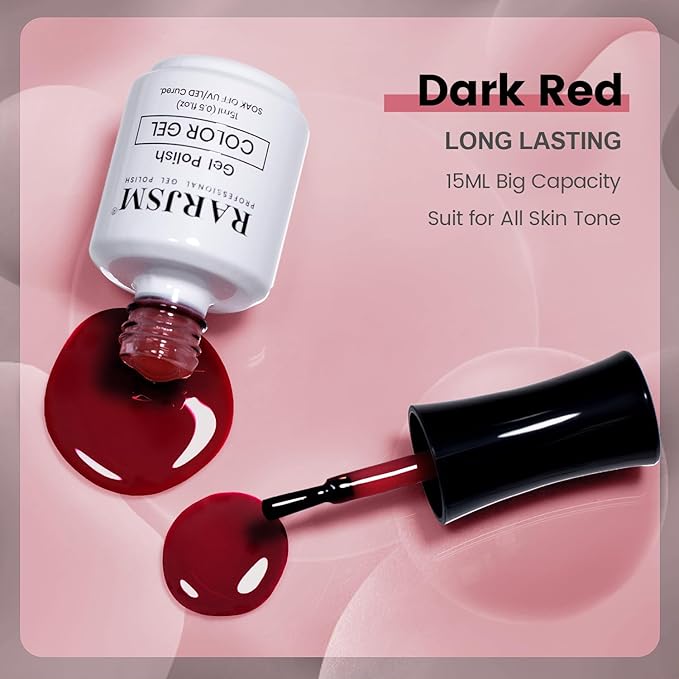 RARJSM Nude Dark Red Gel Nail Polish Cherry Wine Red Burgundy Neutral Skin Tone Sheer Jelly Gel Polish 15ml Single Bottle Transparent Nail Gel Polish Soak off UV LED Cured for Home Salon DIY Manicure