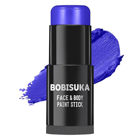 BOBISUKA Blue Face Body Paint Stick, Professional Dark Blue Eyeblack Sticks for Sports, Blendable Body Painting for Halloween Makeup Avatar Smurf Mystique Cosplay Special Effects Costume SFX Stage Kit
