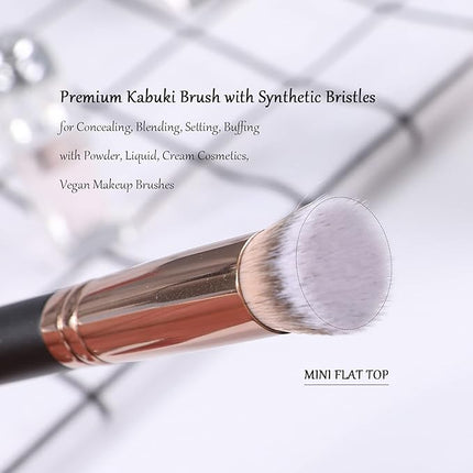 ENERGY Kabuki Brushes Set - Mini Flat Top Kabuki Brush and Slant Concealer Brush Under Eye for Eyebrows Eyeshadow Brushes for Liquid Cream Powder Blending,Stippling,Highlighter and Nose Contour