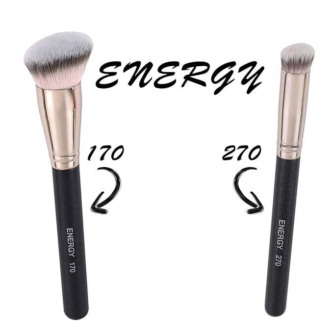 ENERGY Foundation Brush for Liquid Makeup Professional Synthetic Bronzer Brush for Full Coverage Cream Powder Cosmetics Blending Buffing Contouring Vegan application tool 170