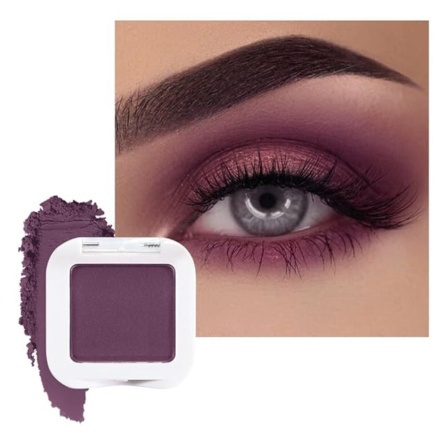 evpct Plum Purple Matte Single Eye Shadow Palette Makeup for Older Women, Plum Purple Natural Pressed Cream Eyeshadow Palette for Green Eyes, High Pigment Mini Monochrome Eyeshadow