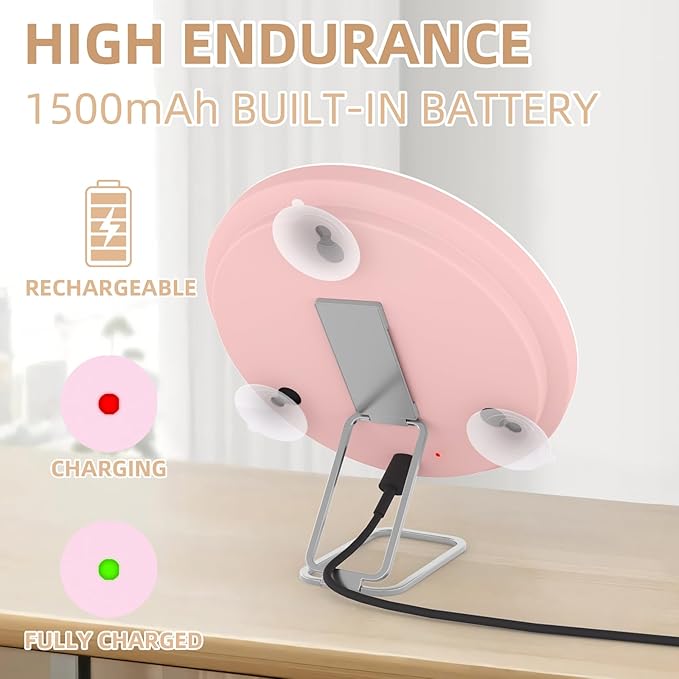 20X Magnifying Mirror with Lights, 6'' Makeup Magnified Mirror 20X High Magnification with Suction Cups & Table Stand, Rechargeable Travel Magnification with Tweezers and Scissors Set