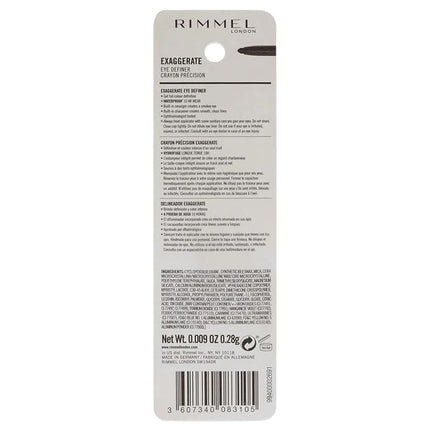 Rimmel London Exaggerate Waterproof Eye Definer Eyeliner, Highly Pigmented, Long-Wearing, Built-In Smudger, 230, Deep Ocean, 0.01oz