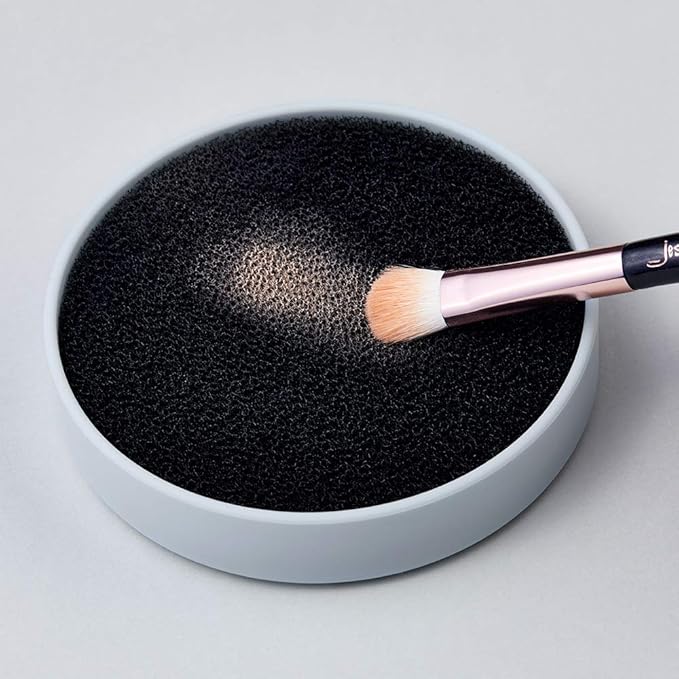 Jessup Makeup Brush Cleaning Mat with Color Removal Sponge, 2 in 1 Silicone Makeup Brush Cleaner (Peach Nectar), A006