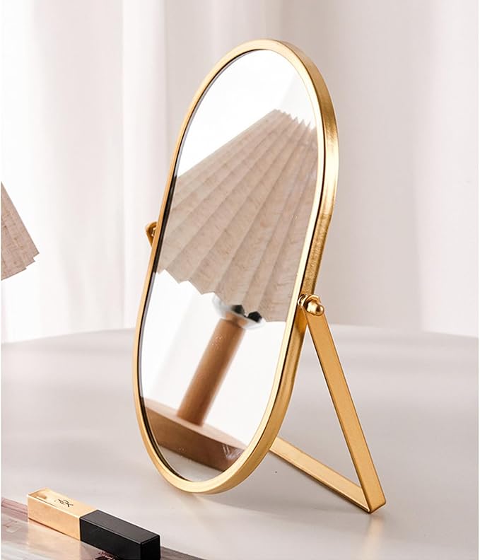 Tabletop Mirrors Makeup Mirror Portable Vanity with Metal Frame Desk Table Mirror with 180°Adjust Dressing Room Rotate Good for Bedroom Bathroom