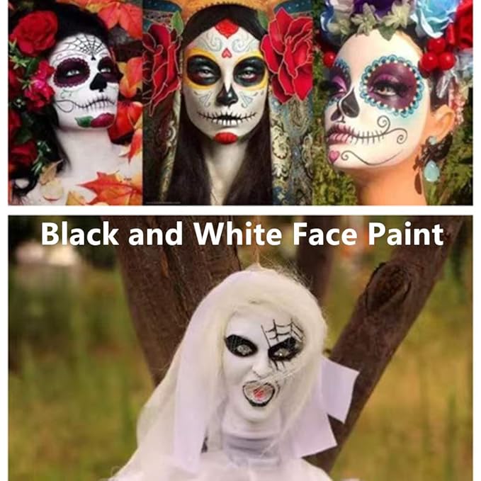 Go Ho Clown White Face Paint Washable,Water Based Cream White Face Body Paint Highly Pigmented,Smooth,Halloween Cosplay SFX Mime Vampire Skeleton Zombie Makeup